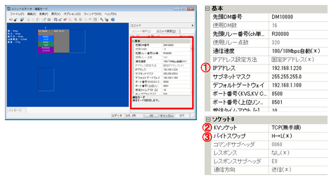 ユニットエディタ画面